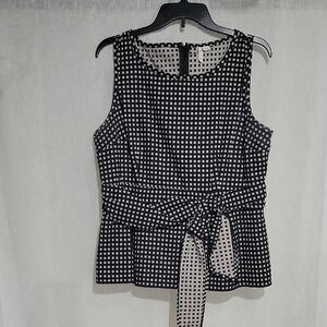 Elle Black and White Grid Pattern Blouse